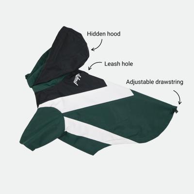 Show full view: pupp st. Domino Windbreaker Dog Raincoat, Green, XXX-Large slide 4 of 6