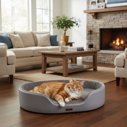 Kylinsure Waterproof Comfort Orthopedic Dog & Cat Sofa Bed with Removable Cover & Ice Pad, Gray, Small