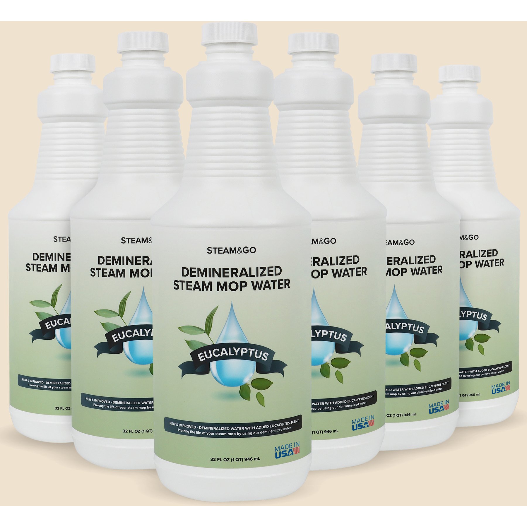 Steam & Go Eucalyptus Mint Demineralized Steam Mop Water, 32-fl oz bottle, 6 count