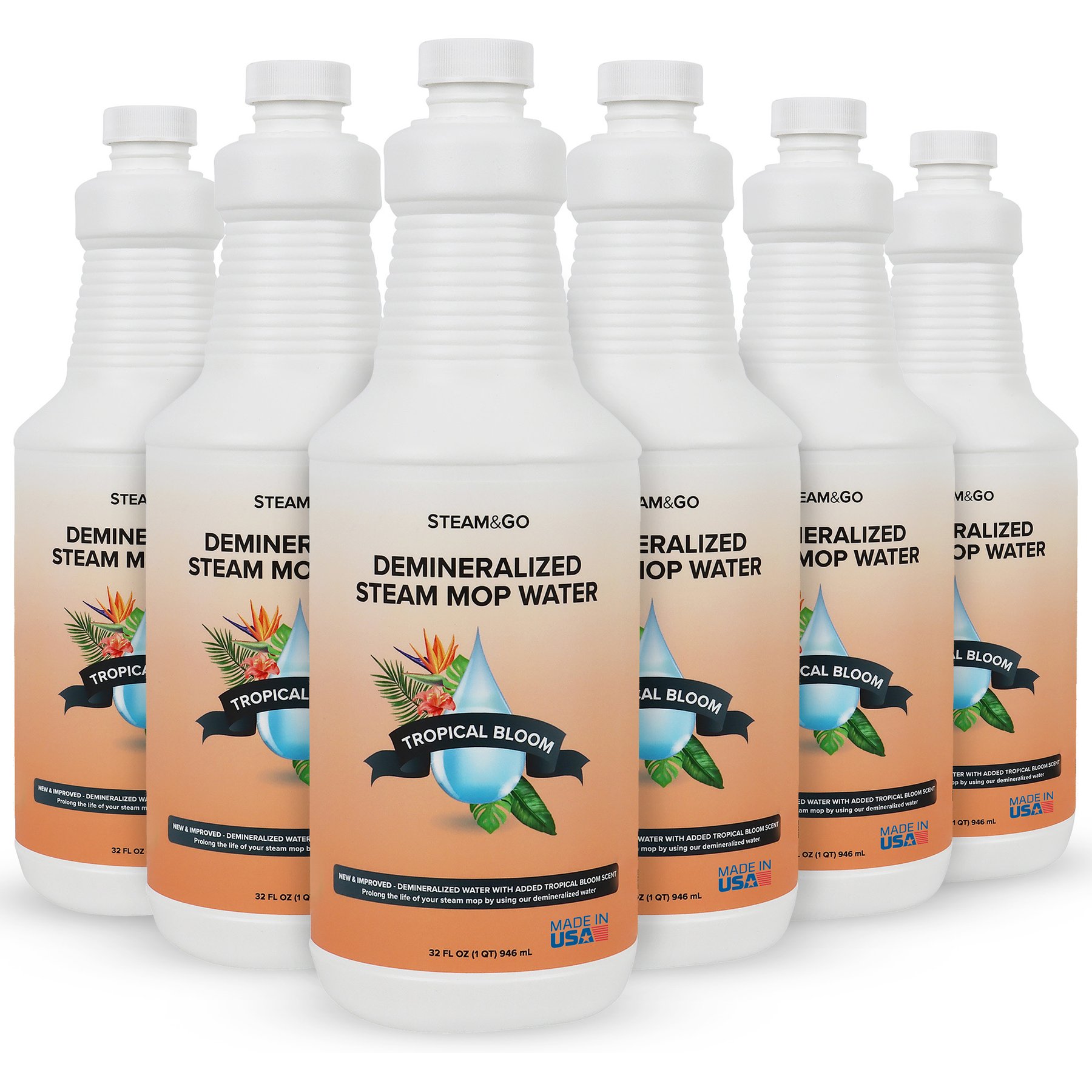 Steam & Go Tropical Bloom Demineralized Steam Mop Water, 32-fl oz bottle, 6 count