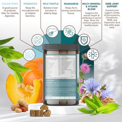 Show full view: Strawfield Pets Peanut Butter Flavored Soft Chew Multivitamin + Probiotic for Senior Dogs, 120 count slide 3 of 10