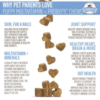 Show full view: Strawfield Pets Hickory Bacon Flavored Soft Chew Multivitamin + Probiotic for Puppy & Dogs, 120 count slide 5 of 10