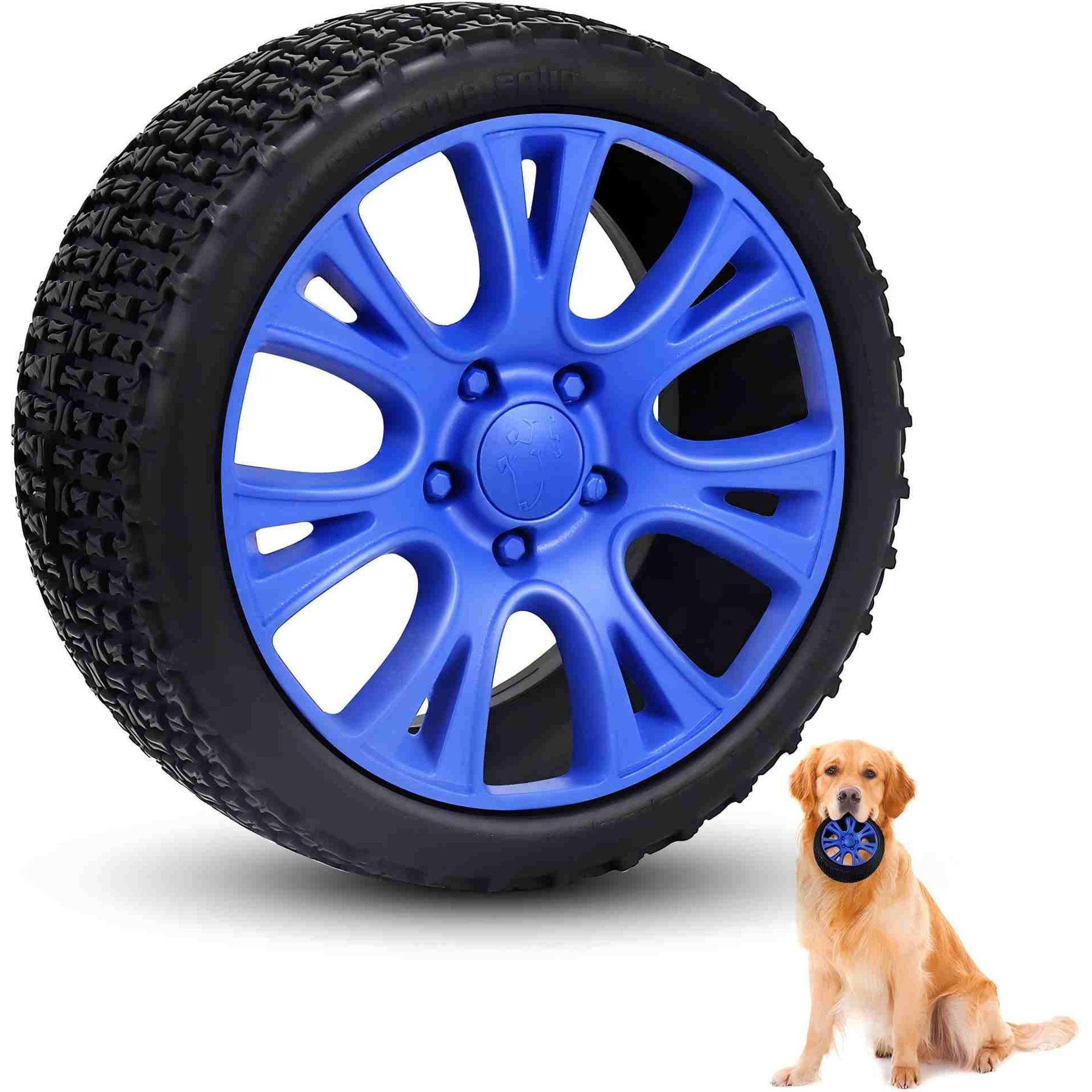 Petopia Tire Interactive Dog Chew Toy, Blue/Black, X-Large