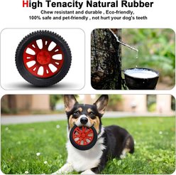 Petopia Tire Interactive Dog Chew Toy, Red/Black, Medium slide 2 of 9