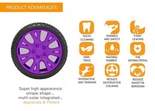 Show full view: Petopia Tire Interactive Dog Chew Toy, Purple/Black, Medium slide 4 of 11