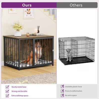Show full view: Yitahome Furniture-Style Lockable Dog Crate, Light Brown, 40-in slide 3 of 5
