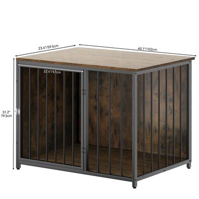 Show full view: Yitahome Furniture-Style Lockable Dog Crate, Light Brown, 40-in slide 2 of 5
