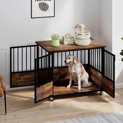 Yitahome Yitahome Furniture-Style Dog Crate with Swivel Wheels, 38.8-in