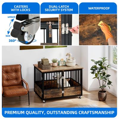 Show full view: Yitahome Furniture-Style Dog Crate with Swivel Wheels, 43.3-in slide 5 of 9