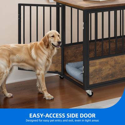 Show full view: Yitahome Furniture-Style Dog Crate with Swivel Wheels, 43.3-in slide 4 of 9