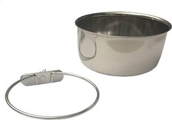 A&E Cage Company Stainless Steel Bird Coop Cup with Ring & Bolt, 10-oz
