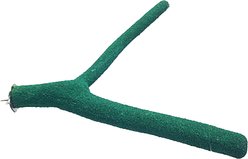 Happy Beaks by A&E Cage Company Forked Sand Covered Bird Perch, Green, Medium
