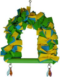 Happy Beaks by A&E Cage Company Fleece Snuggle Swing Bird Toy, Medium, Multicolor