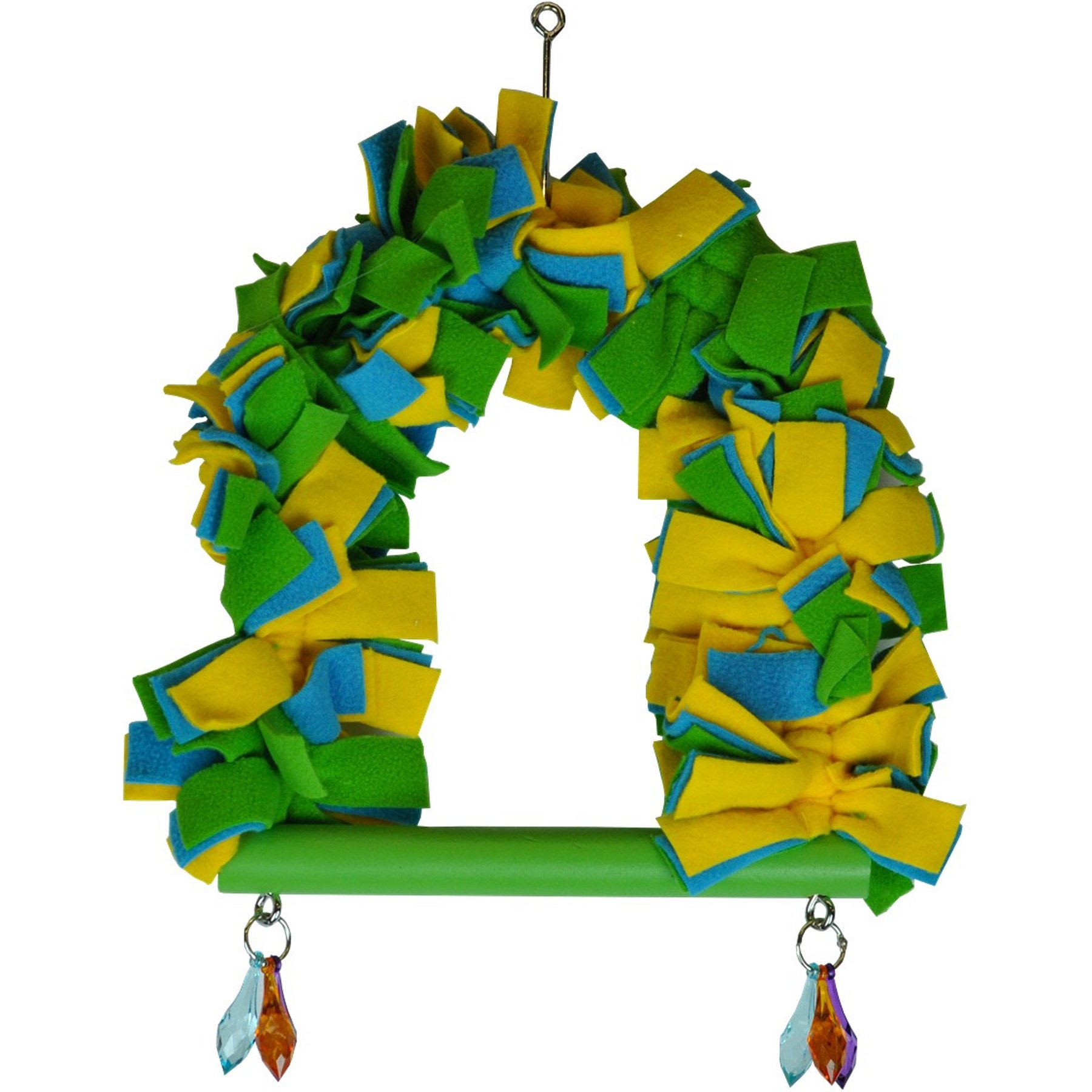 Happy Beaks by A&E Cage Company Fleece Snuggle Swing Bird Toy, Medium, Multicolor