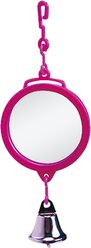 A&E Cage Company 2-Sided Mirror with Bell Bird Toy, Pink
