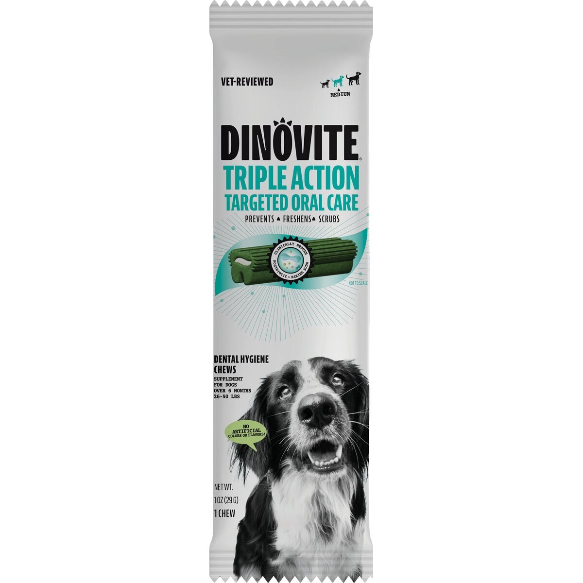 Dinovite Triple Action Oral Care Medium Dog Dental Chew Treats, 1 count