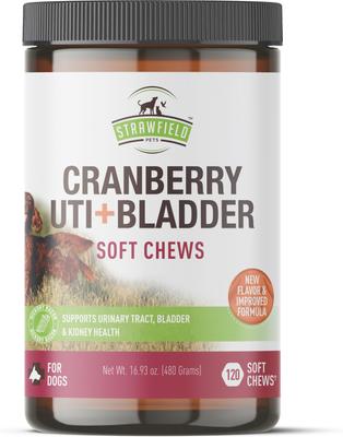 Show full view: Strawfield Pets Cranberry Hickory Bacon Flavored Chews Bladder & UTI Support Supplement for Dogs, 120 count slide 10 of 10