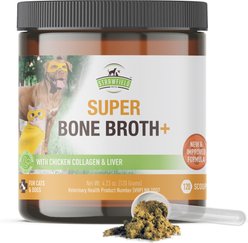 Strawfield Pets Super Bone Broth + Chicken Flavored Collagen & Chicken Liver Powder Joint Supplement for Dogs & Cats, 4.23-oz jar