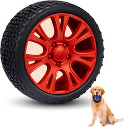 Petopia Tire Interactive Dog Chew Toy, Red/Black, Medium slide 1 of 9