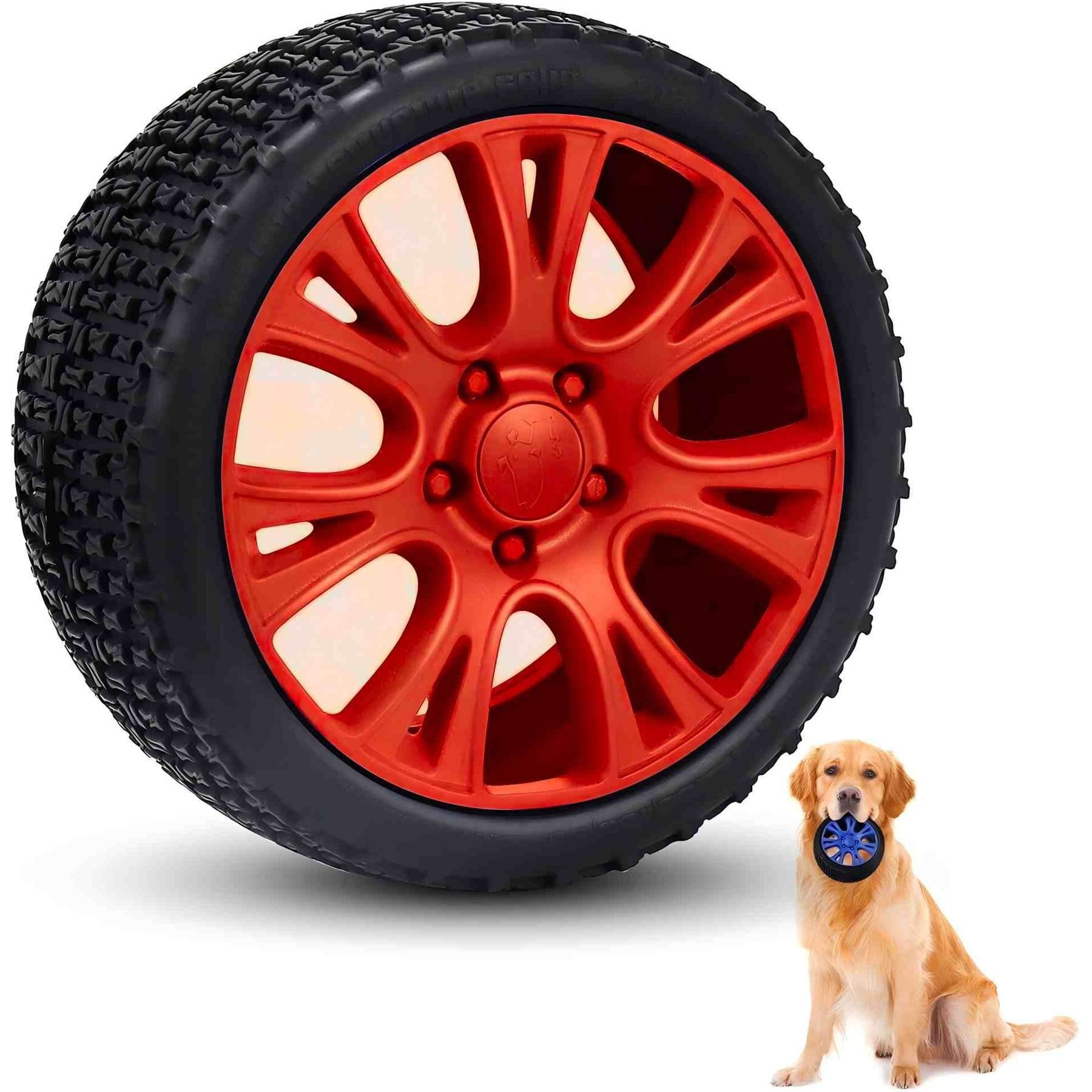 Petopia Tire Interactive Dog Chew Toy, Red/Black, X-Large