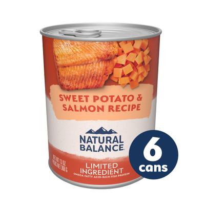 Show full view: Natural Balance Limited Ingredient Grain-Free Sweet Potato & Salmon Wet Dog Food, 13-oz can, case of 6 slide 3 of 10
