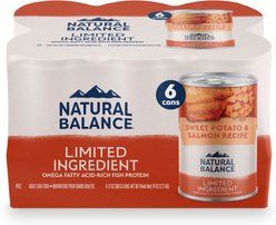 Natural Balance Limited Ingredient Grain-Free Sweet Potato & Salmon Wet Dog Food, 13-oz can, case of 6