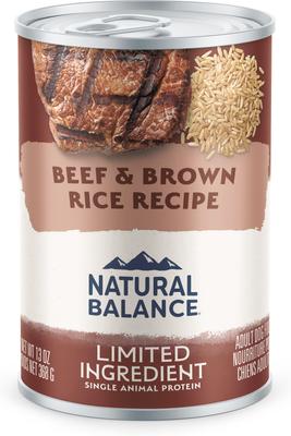 Show full view: Natural Balance Limited Ingredient Beef & Brown Rice Recipe Canned Dog Food, 13-oz can, case of 12 slide 3 of 11