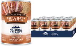 Natural Balance Limited Ingredient Reserve Duck & Brown Rice Canned Dog Food, 13-oz can, case of 12