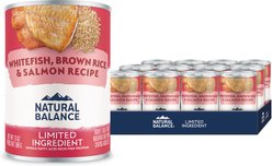 Natural Balance Limited Ingredient Whitefish, Rice, & Salmon Recipe Canned Dog, 13-oz can, case of 12