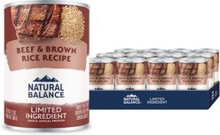 Natural Balance Limited Ingredient Beef & Brown Rice Recipe Canned Dog Food, 13-oz can, case of 12