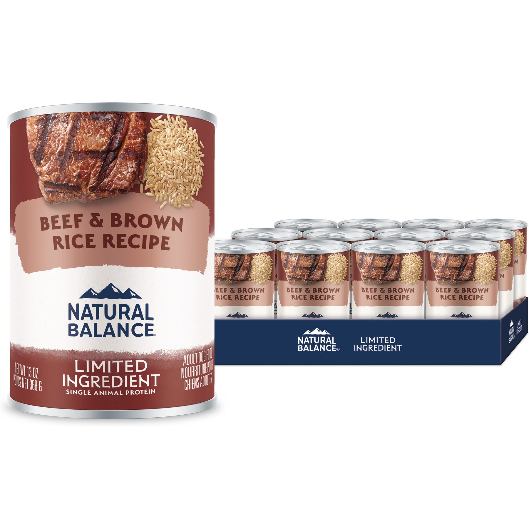 Natural Balance Limited Ingredient Beef & Brown Rice Recipe Canned Dog Food, 13-oz can, case of 12