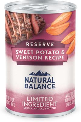 Show full view: Natural Balance Limited Ingredient Reserve Sweet Potato & Venison Recipe Wet Dog Food, 13-oz can, case of 12 slide 3 of 9