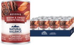 Natural Balance Limited Ingredient Reserve Bison & Sweet Potato Recipe Wet Dog Food, 13-oz can, case of 12