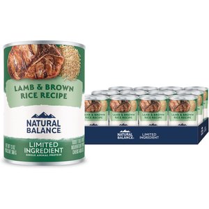 Natural Balance Limited Ingredient Lamb & Brown Rice Recipe Wet Dog Food, 13-oz can, case of 12