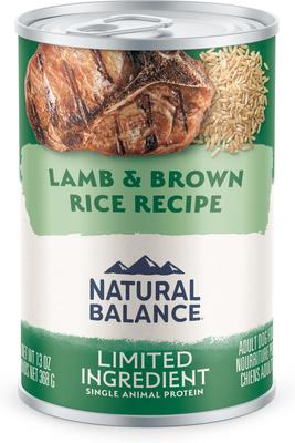 Show full view: Natural Balance Limited Ingredient Lamb & Brown Rice Recipe Wet Dog Food, 13-oz can, case of 12 slide 3 of 11
