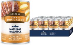 Natural Balance L.I.D. Limited Ingredient Diets Duck & Potato Formula Grain-Free Canned Dog Food, 13.2-oz, case of 12