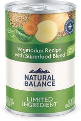 Natural Balance Limited Ingredient Vegetarian Recipe Dog Food, 13-oz, case of 12