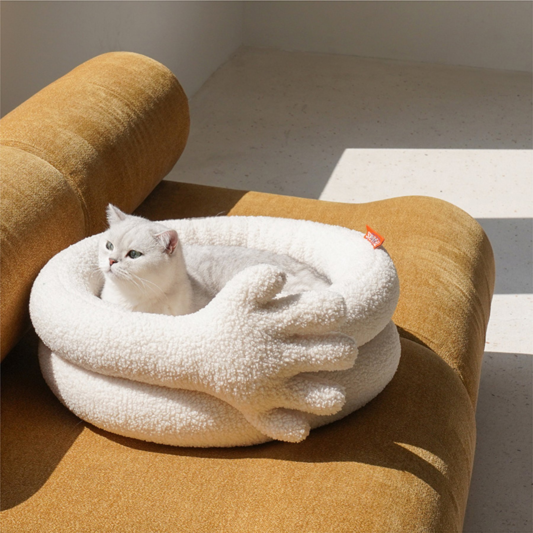 ZEZE Cozy Fleece Round Nest Hugging Hand Bolster Small Dog & Cat Bed