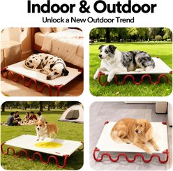 ZEZE Wavy Army Elevated Dog & Cat Bed, White/Yellow slide 2 of 9