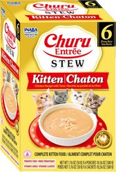 Inaba Churu Entrée Kitten Chicken Recipe with Tuna Grain-Free, High Moisture, Prebiotic Stew Wet Cat Food, 1.76-oz pouch, 6 count