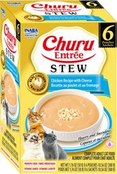 Inaba Churu Entrée Chicken Recipe with Cheese Grain-Free, High Moisture, Prebiotic Stew Wet Cat Food, 1.76-oz pouch, 6 count