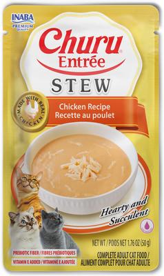 Show full view: Inaba Churu Entrée Chicken Recipe Grain-Free, High Moisture, Prebiotic Stew Wet Cat Food, 1.76-oz pouch, 6 count slide 3 of 11