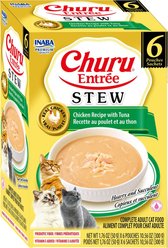 Inaba Churu Entrée Chicken Recipe with Tuna Grain-Free, High Moisture, Prebiotic Stew Wet Cat Food, 1.76-oz pouch, 6 count