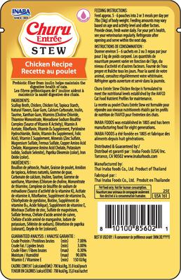 Show full view: Inaba Churu Entrée Chicken Recipe Grain-Free, High Moisture, Prebiotic Stew Wet Cat Food, 1.76-oz pouch, 6 count slide 4 of 11