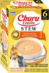Inaba Churu Entrée Chicken Recipe Grain-Free, High Moisture, Prebiotic Stew Wet Cat Food, 1.76-oz pouch, 6 count