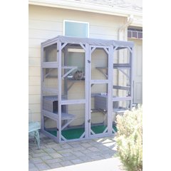 Aivituvin AIR37 Walk-In Outdoor Cat House, Gray, Medium