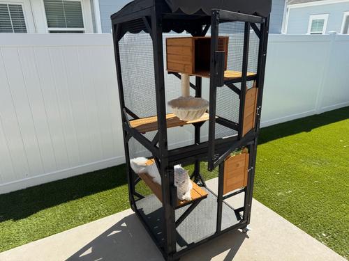 Show full view: Aivituvin AIR7014 Catio Wooden Cat Scratching Post, Brown slide 9 of 13