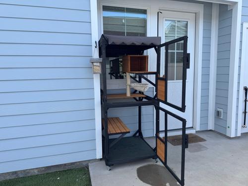 Show full view: Aivituvin AIR7014 Catio Wooden Cat Scratching Post, Brown slide 8 of 13