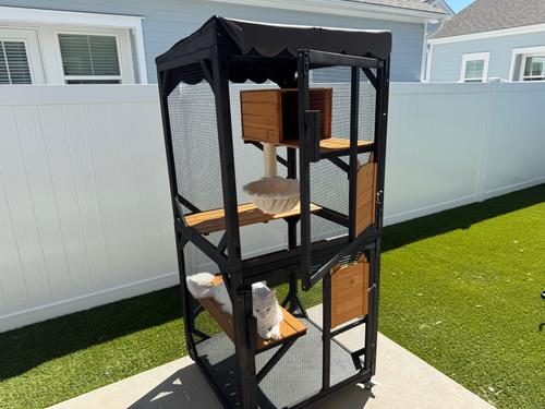 Show full view: Aivituvin AIR7014 Catio Wooden Cat Scratching Post, Brown slide 10 of 13