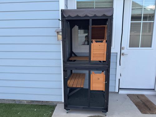 Show full view: Aivituvin AIR7014 Catio Wooden Cat Scratching Post, Brown slide 7 of 13